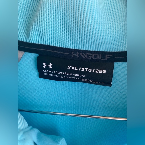 Under Armour Golf XXL ColdGear 1/4 Snap Long Sleeve Thermal Blue Pullover Shirt - Picture 2 of 7